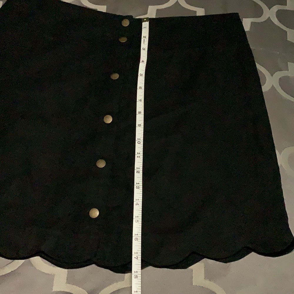 Black Suede Scallop Trimmed Skirt - Picture 7 of 8